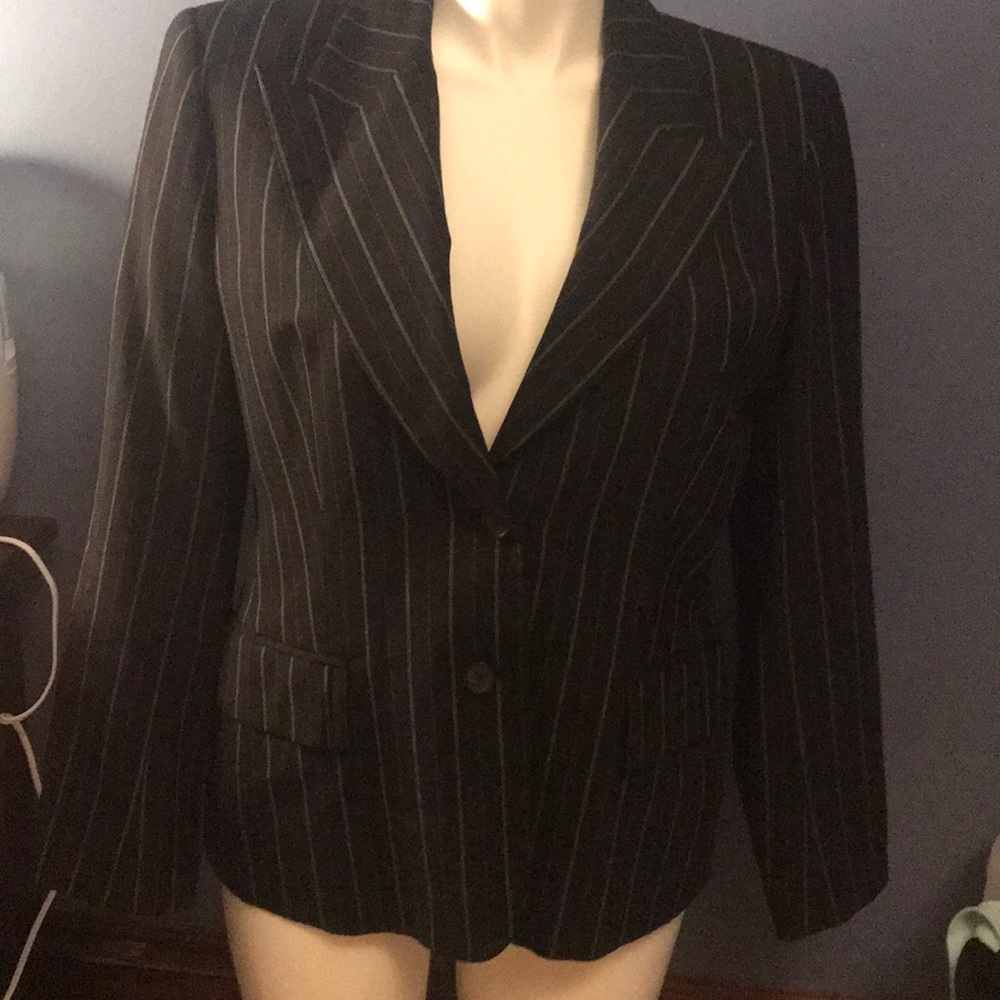 Michael Kors black jacket red&white pinstripe - Picture 1 of 3